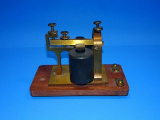 Vintage J.  H.  Bunnell Morse Code Telegraph Sounder On Wood Base