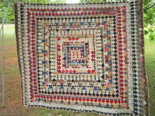 Incredible Pa C 1890 - 1900 Postage Stamp Quilt Antique