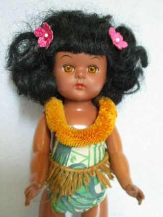Vintage 8” Virga Doll Hard Plastic Lolli Pop Hawaii Africa Black Hair Ginny Type