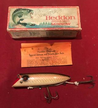 Vintage Nib Heddon 8549p Salmon Basser Antique Ge Wood Fishing Lure Shiner Scale