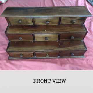Vintage Solid Mahogany Wood Apothecary Jewelry Cabinet