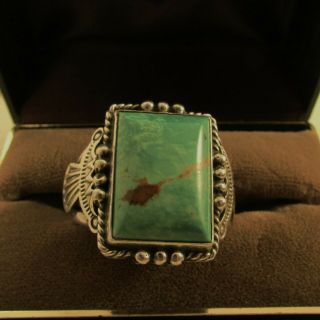 Vintage Southwest Turquoise Ring Sterling Size 13