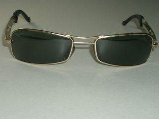 Vintage B&l Ray - Ban Matte - Gold G15 Crystal Rectangular Axis Orbs Wrap Sunglasses