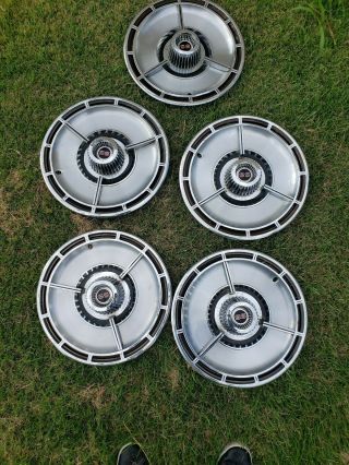 5 Vintage 14 " 1964 64 Chevrolet Chevy Impala Chevelle Ss Spinner Hubcaps Covers