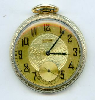 Pocket Watch Elgin 17j 12s 10k Yellow Gold Filled Fancy Dress Watch Runs