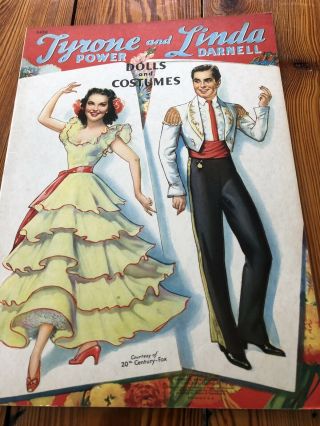 Vintage Tyrone Power & Linda Darnell Dolls & Costumes - 1944 - Paper Dolls - Nr