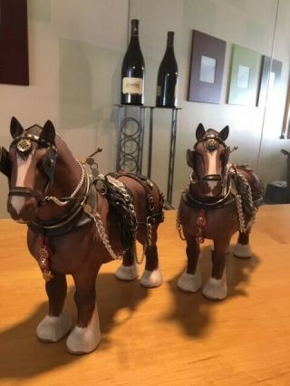 Rare Pair (2) Vintage Beswick Pottery Shire Harness Horses.  price Includes both 2