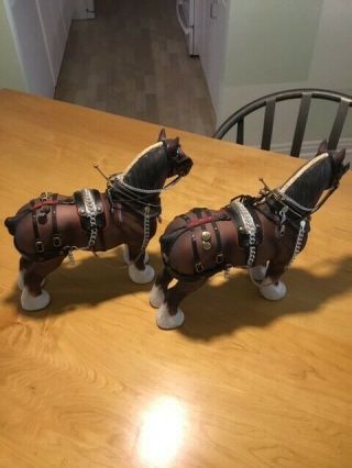 Rare Pair (2) Vintage Beswick Pottery Shire Harness Horses.  price Includes both 3