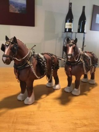 Rare Pair (2) Vintage Beswick Pottery Shire Harness Horses.  price Includes both 6