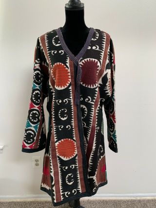 Uzbek Vintage Antique Handmade Embroidery Suzani Jacket Robe Dress