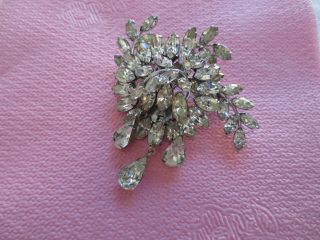 Vintage Stamped Simpson Diamonte Brooch With 3 Tear Drops Donald