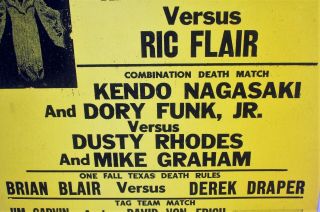 Vtg NWA Florida Championship Wrestling Poster 80s Ft.  Pierce St.  Lucie Ric Flair 4