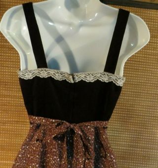 Gunne Sax Maxi Dress Prairie Boho Sleeveless Velveteen Cotton & Lace Trim 7 6