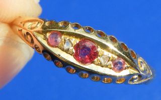 Rare Antique Edwardian 18ct Gold Ruby & Diamond Ring