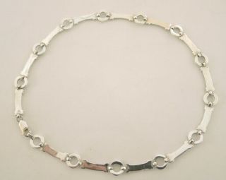 Vintage 1970 ' s Sterling Silver Bar and Circle Modernist Necklace 2