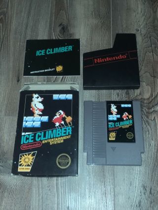 Ice Climber Complete Cib Nintendo 1985 Rare Hangtab 5 Screw Black Box Nes