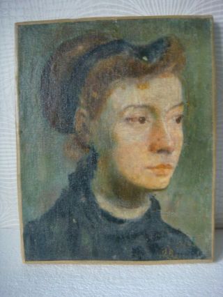 Rrr Rare Antique Oil On Canvas Portrait Painting 1943 Signet