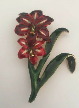 Vintage Enamel Lily Flower Brooch,  Museum Of Fine Arts Boston,  Mfa