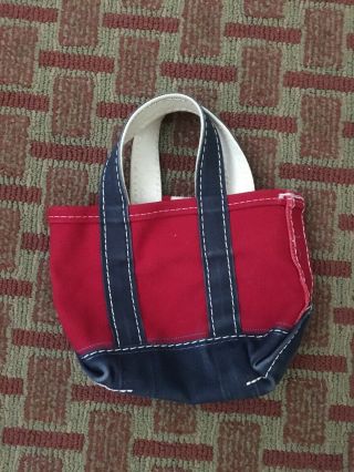 Vintage Mini Small Ll Bean Tote Bag Canvas Colored Red Blue 70’s 80’s