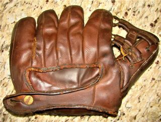Vintage Wilson Baseball Glove Mitt 1940s? Full Leather Size 9 1/2 "
