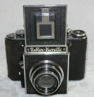 Vintage REFLEX - KORELLE SLR Camera With Radionar 2.  9 75mm 7.  5cm Lens CASE 2
