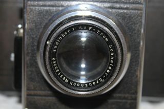 Vintage REFLEX - KORELLE SLR Camera With Radionar 2.  9 75mm 7.  5cm Lens CASE 7