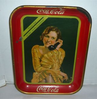 Vintage 1930 Coca - Cola Meet Me At The Soda Fountain Serving Tray