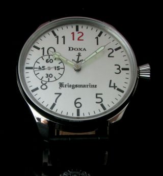 Doxa Antique Wwii Era Navy Kriegsmarine Rare Steel Large Wristwatch Metal Dial