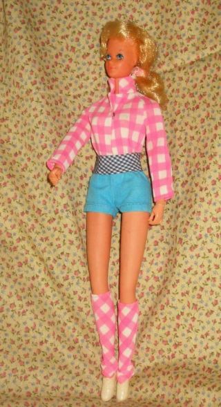 Vintage 1972 Mod Talking Busy Steffie 1186 Barbie Doll Pink White Checked Outfit