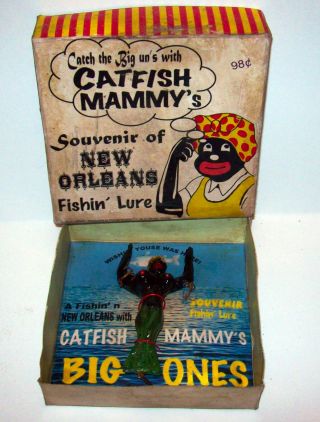 Vintage Black Americana Catfish Mama Souvenir Of Orleans Novelty Fishng Lure