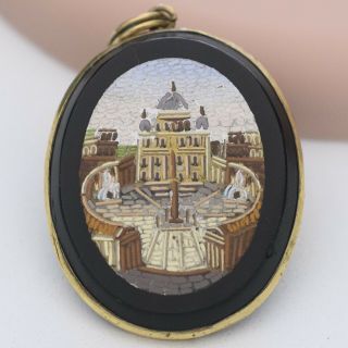 Antique Victorian Micromosaic Micro Mosaic St.  Peter’s Basilica Pendant