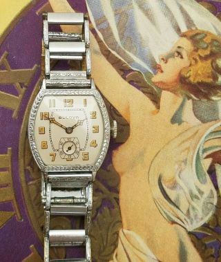 Cb9: Crisp Rare Bulova 1930 Art Deco Gold Ultra Chased Mens Vintage Watch