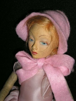 RARE Early 1920 ' s Miniature Lenci Boudoir Lady in Pink 19 inches 4