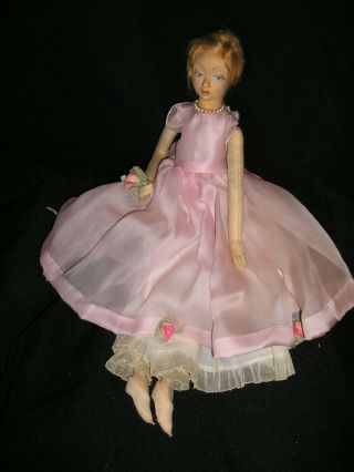 RARE Early 1920 ' s Miniature Lenci Boudoir Lady in Pink 19 inches 6