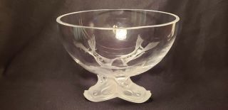 Lalique Igor Dolphin Crystal Bowl - Footed - Dolphin Feet - 6in X 7in - France - Signed