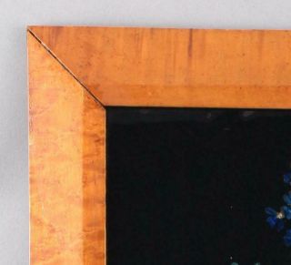 Antique Birdseye & Tiger Maple Frame,  Folk Art Eglomise Reverse Foil Painting 2
