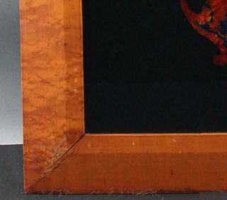 Antique Birdseye & Tiger Maple Frame,  Folk Art Eglomise Reverse Foil Painting 5