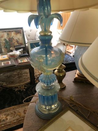Murano Glass Vintage Lamp Blue