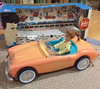 Vtg 1962 Barbie Austin Healey Sports Car By Irwin With Box & Barbie