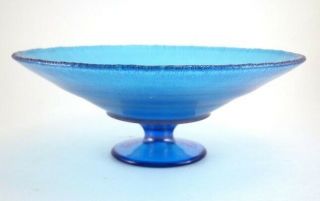 Northwood Blue Stretch Glass Low Comport Compote 654 Vintage