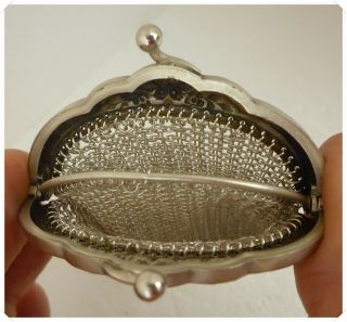 Antique French Victorian Sterling Silver Mesh Coin Purse for Chatelaine 3