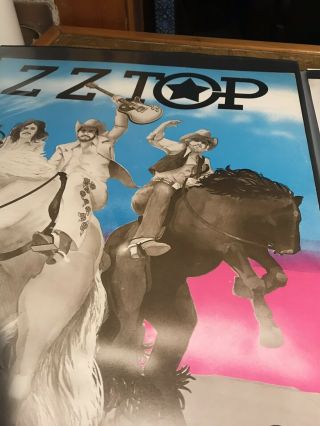 Very Rare ZZ Top Poster Mid 70’s Vintage Print Billy Gibbons 3