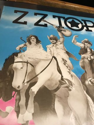 Very Rare ZZ Top Poster Mid 70’s Vintage Print Billy Gibbons 4
