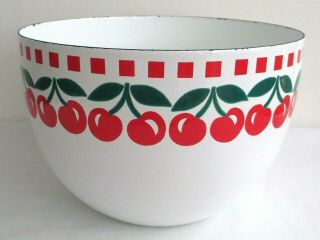 Vintage 60 ' s Arabia Finland Designer Kaj Franck Mid Century Enamel Cherry Bowl 3