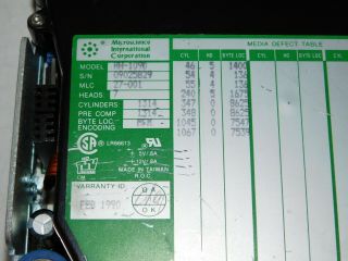 Vtg Microscience HH - 1090 80MB Internal Hard Drive 5.  25 