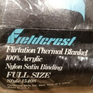Vintage Fieldcrest Flirtation Thermal Blanket Full 100 Acrylic Yellow Satin NIP 5
