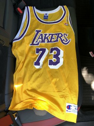 Vintage Los Angeles Lakers Dennis Rodman Champion 73 Jersey La Size 44