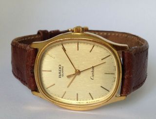 Men ' s / Unisex Vintage RADO Custom Quartz Watch.  30mm Case.  Gold Dial. 3