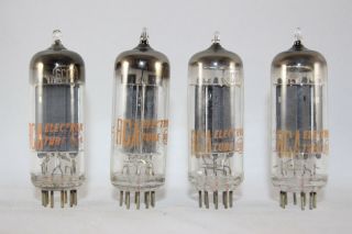 4 Matched Quad 1959 Vintage Rca 6cg7 Center Shield Test Very Strong 104 - 112 Nos