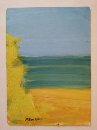 Milton Avery - Vintage Piece - Signed Oil On Card - Seascape - American Naive 1 Of 5